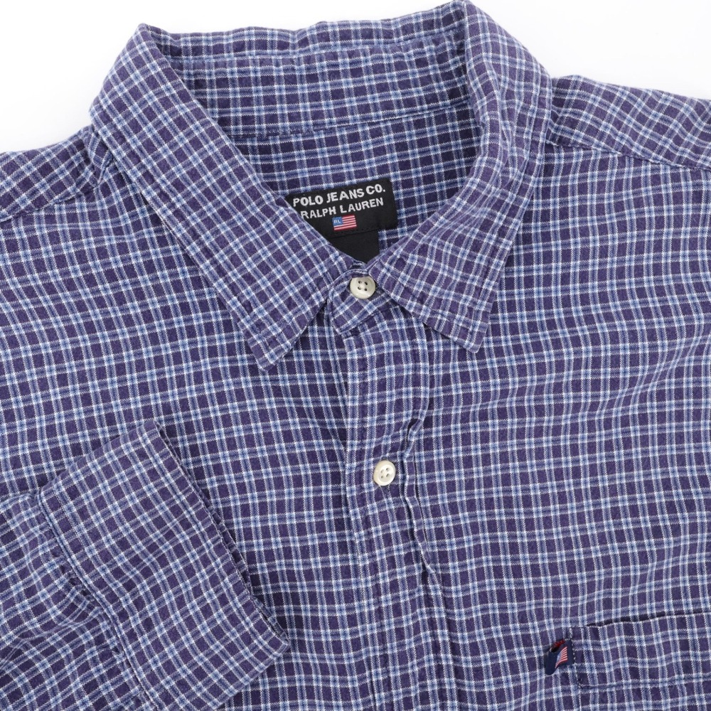 Polo Jeans Co. Ralph Lauren Plaid Button Down Blue Long Sleeve Mens XL Shirt